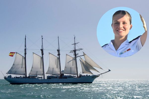 El buque escuela Juan Sebastián Elcano y la princesa Leonor (Imágen de Infobae)).