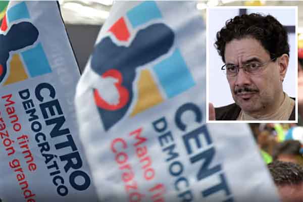 Iván Cepeda, precandidato presidencial. Foto EFE; Manifestación del centro democrático en una región de Colombia. Foto Centro Democrático